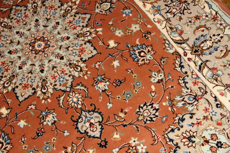 カシャーン産地の手織りペルシャ絨毯18946、サイズ:227x140cm(フサ含まず)