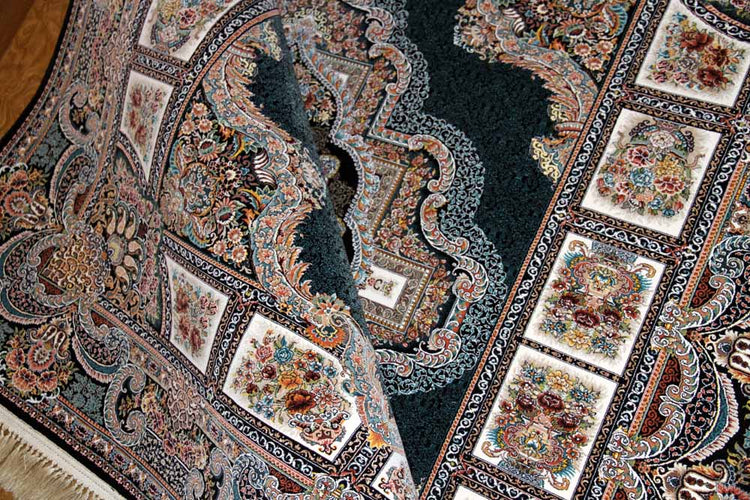 イラン製機械織りリビングカーペット正方形990083J,サイズ:200x200cm(フサを含まず)