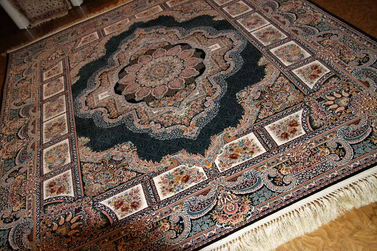 イラン製機械織りリビングカーペット正方形990083J,サイズ:200x200cm(フサを含まず)