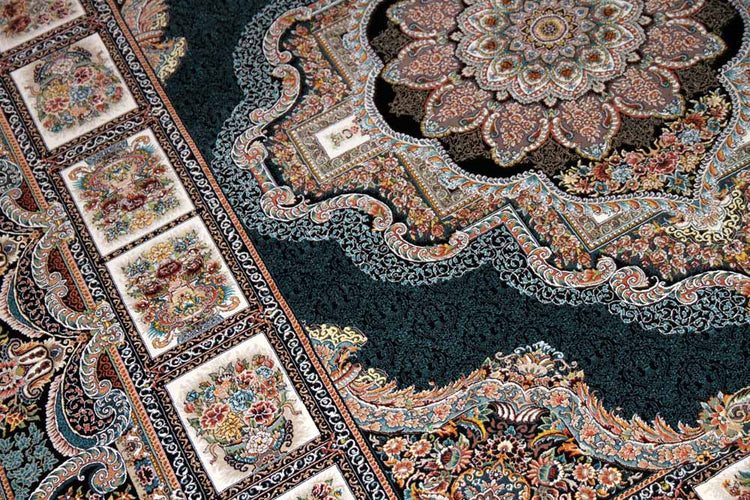 イラン製機械織りリビングカーペット正方形990083J,サイズ:200x200cm(フサを含まず)