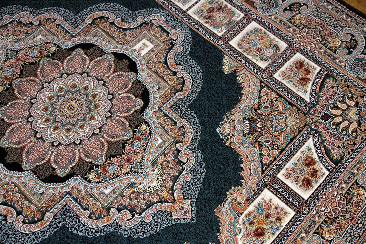 イラン製機械織りリビングカーペット正方形990083J,サイズ:200x200cm(フサを含まず)