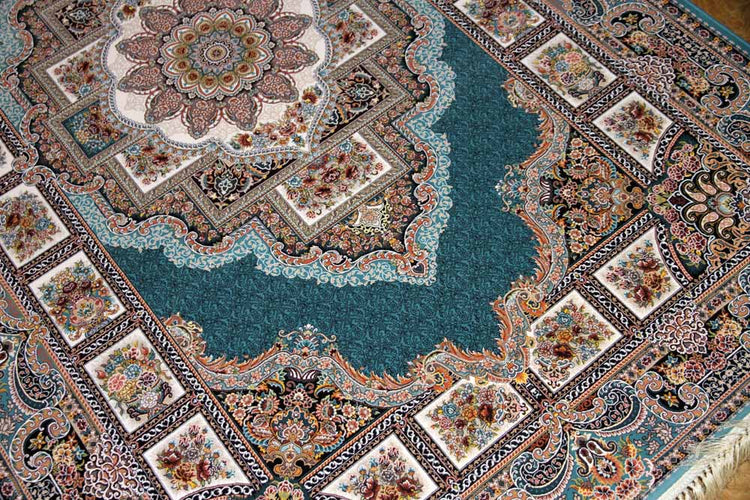 最高級機械織りペルシャカーペットラグブルー990080G,サイズ:225x150 CM (フサを含まず)
