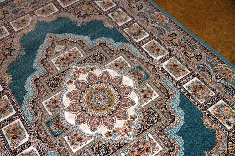 最高級機械織りペルシャカーペットラグブルー990080G,サイズ:225x150 CM (フサを含まず)