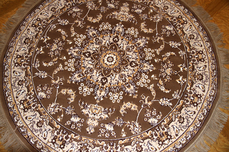 丸いイラン製の機械織りカーペット茶色99002、CMサイズ:150x150
