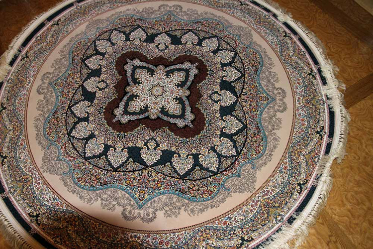 イラン製最高級機械織りペルシャカーペット丸い形990084K,サイズ:200x200 CM(フサを含まず)210CM