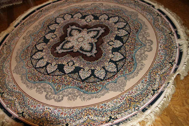 イラン製最高級機械織りペルシャカーペット丸い形990084K,サイズ:200x200 CM(フサを含まず)210CM