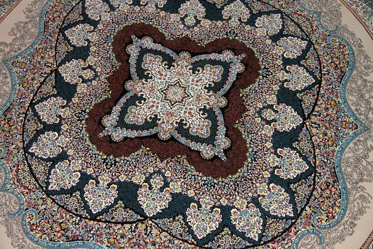 イラン製最高級機械織りペルシャカーペット丸い形990084K,サイズ:200x200 CM(フサを含まず)210CM