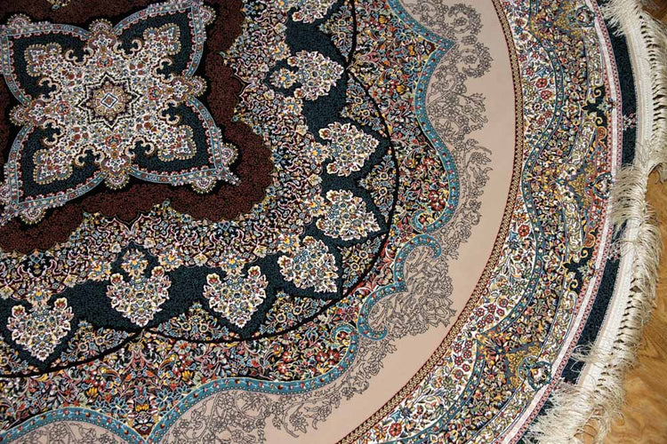 イラン製最高級機械織りペルシャカーペット丸い形990084K,サイズ:200x200 CM(フサを含まず)210CM
