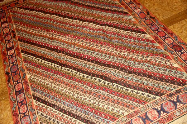 高級シルジャンキリム草木染めイラン輸入29290,サイズ:208x141cm(フサ含まず)
