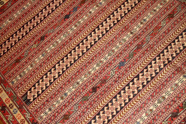 高級シルジャンキリム草木染めラグサイズ34582,サイズ:190x130cm(フサ含まず)