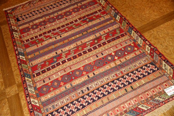 ペルシャキリムのシルジャン産地ラグサイズ34536,サイズ:196x123cm(フサ含まず)