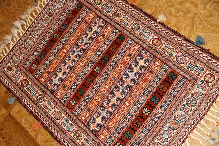 キリムギャッベ珍しい織物自然の色使い26897,サイズ:92x66cm(フサ含まず)
