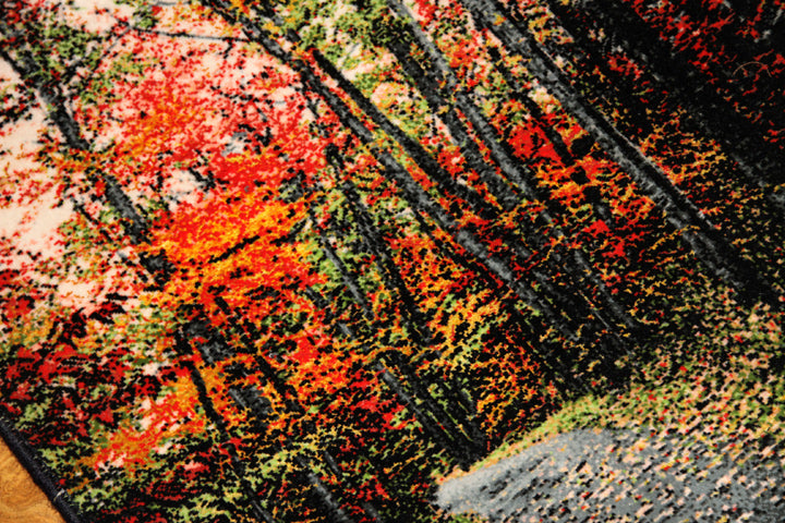 じゅうたん紅葉の風景、自然景色のペルシャ50102、ペルシャ絨毯壁掛け、サイズ:71x51cm(フサ含まず)