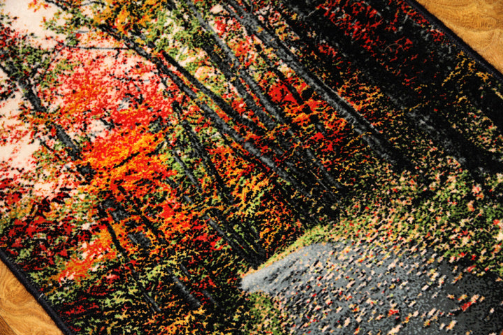 じゅうたん紅葉の風景、自然景色のペルシャ50102、ペルシャ絨毯壁掛け、サイズ:71x51cm(フサ含まず)