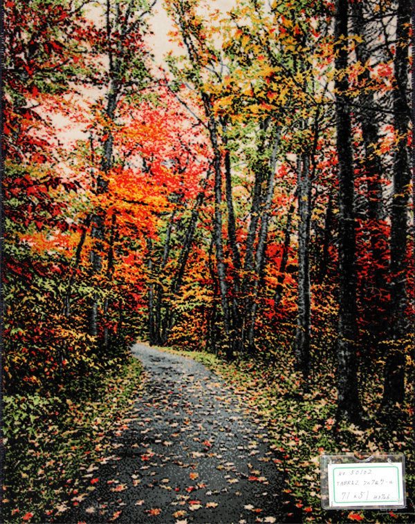 じゅうたん紅葉の風景、自然景色のペルシャ50102、ペルシャ絨毯壁掛け、サイズ:71x51cm(フサ含まず)