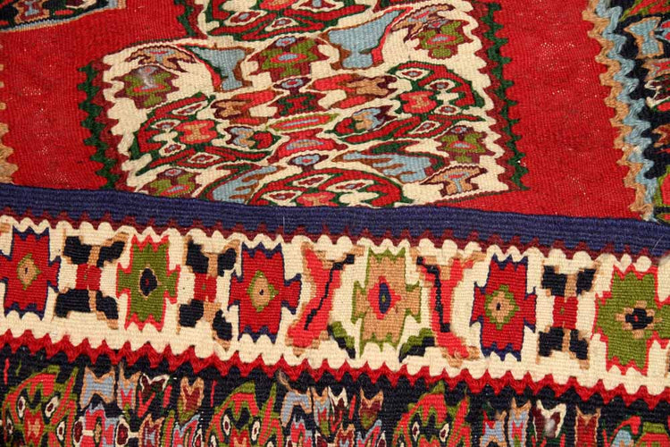 廊下敷き赤いセネキリムイラン輸入235000、サイズ:300x80cm(フサ含まず)