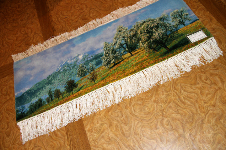 mountain view carpet 山の景色絨毯50101、絨毯山デザイン、山模様カーペット、サイズ:118x44CM