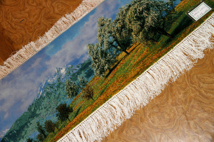 mountain view carpet 山の景色絨毯50101、絨毯山デザイン、山模様カーペット、サイズ:118x44CM