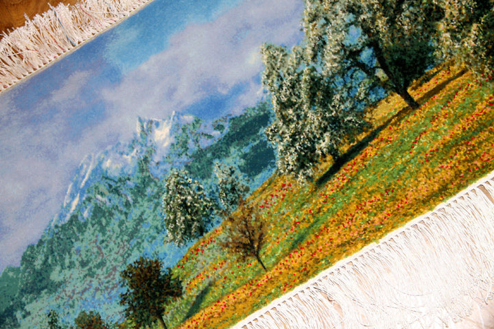 mountain view carpet 山の景色絨毯50101、絨毯山デザイン、山模様カーペット、サイズ:118x44CM