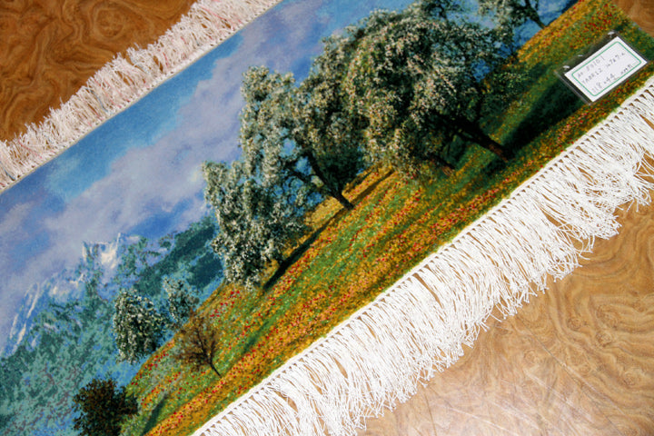 mountain view carpet 山の景色絨毯50101、絨毯山デザイン、山模様カーペット、サイズ:118x44CM