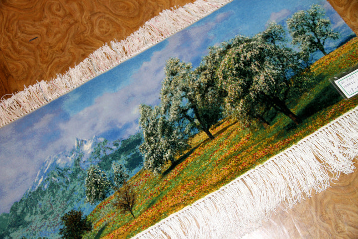 mountain view carpet 山の景色絨毯50101、絨毯山デザイン、山模様カーペット、サイズ:118x44CM