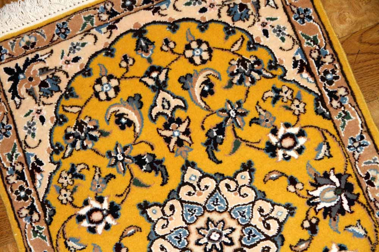 イラン輸入マンション玄関マットペルシャ絨毯ナイン産4153、サイズ:77x52 CM、
