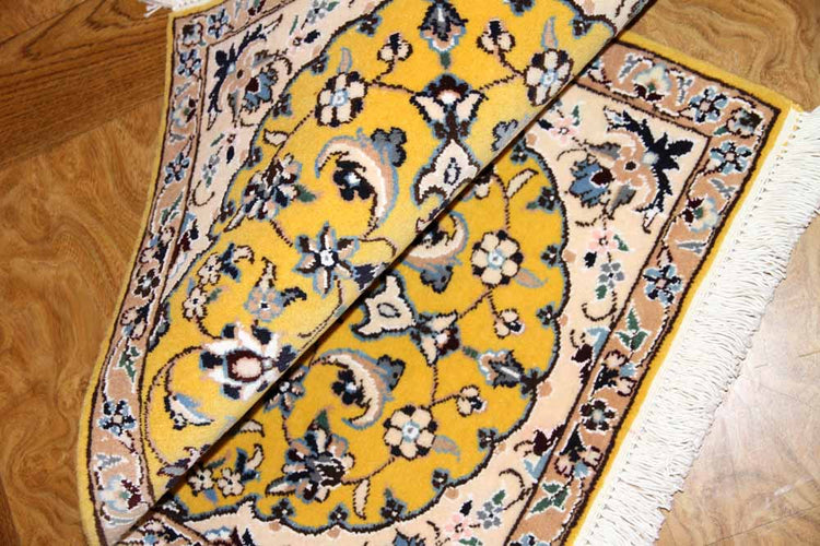 イラン輸入マンション玄関マットペルシャ絨毯ナイン産4153、サイズ:77x52 CM、