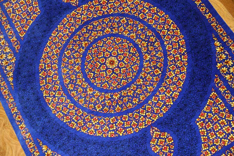 最高級手織りシルクペルシャ絨毯玄関マットクム248369、サイズ:118x80 CM