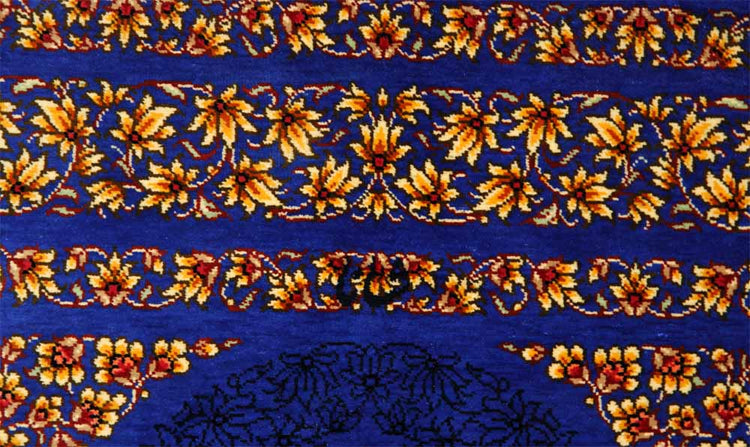 最高級手織りシルクペルシャ絨毯玄関マットクム248369、サイズ:118x80 CM