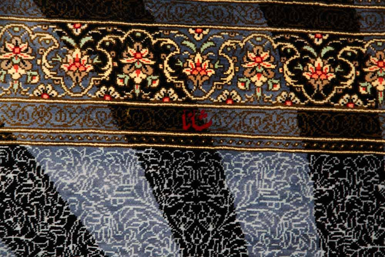 とても珍しい手織りペルシャ絨毯シルク100%,玄関マット248387,サイズ:118x80 CM