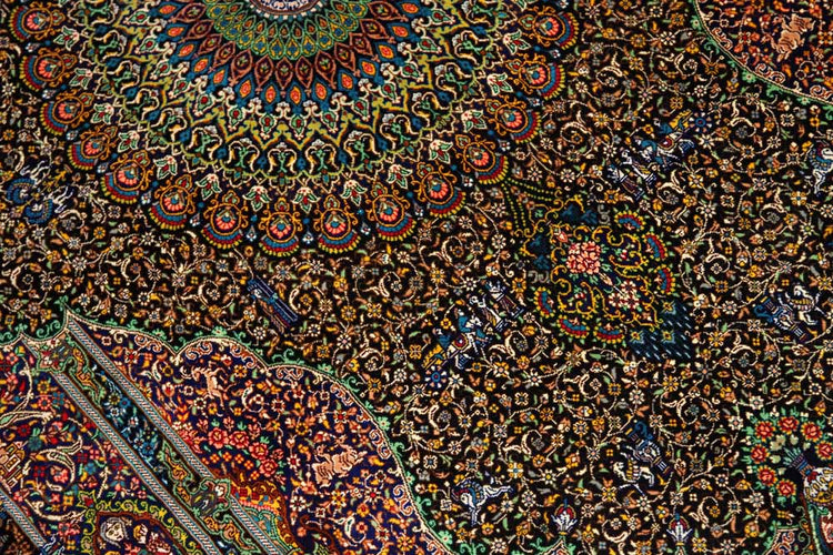 ジャムシディー有名工房センターラグ、手織りペルシャ絨毯60025,サイズ:160x101 CM (フサ含まず)