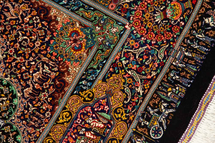 ジャムシディー有名工房センターラグ、手織りペルシャ絨毯60025,サイズ:160x101 CM (フサ含まず)