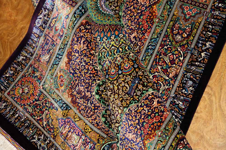ジャムシディー有名工房センターラグ、手織りペルシャ絨毯60025,サイズ:160x101 CM (フサ含まず)