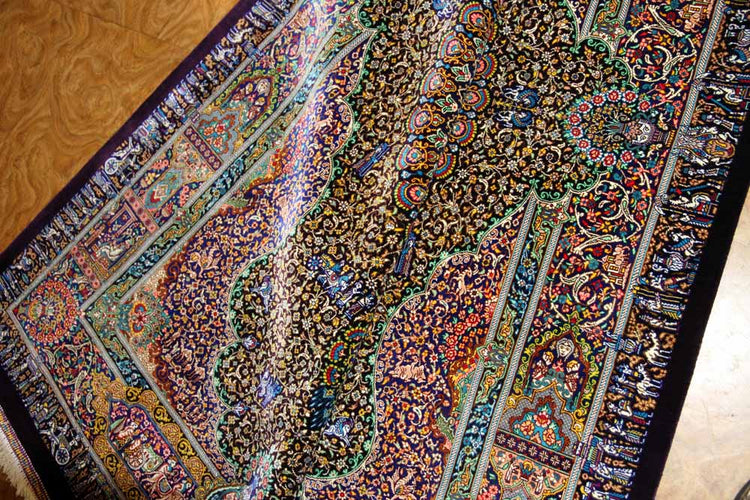 ジャムシディー有名工房センターラグ、手織りペルシャ絨毯60025,サイズ:160x101 CM (フサ含まず)