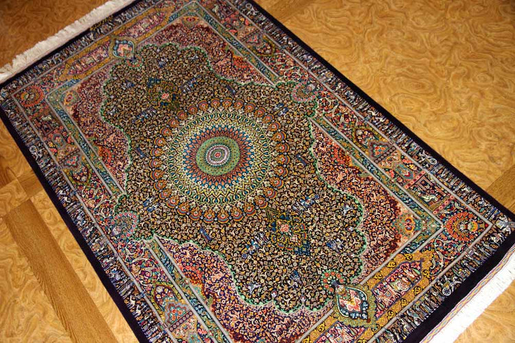 ジャムシディー有名工房センターラグ、手織りペルシャ絨毯60025,サイズ:160x101 CM (フサ含まず)