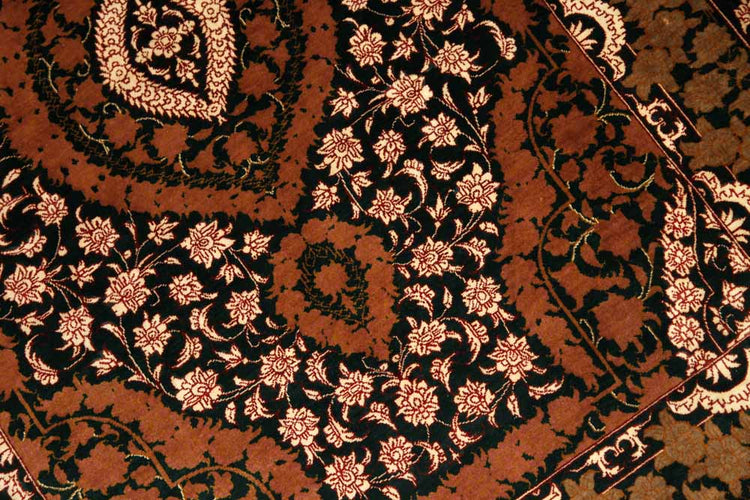 ペルシャ絨毯クム産地玄関マット31039, イラン高級ペルシャ絨毯シルクサイズ:120x80 CM
