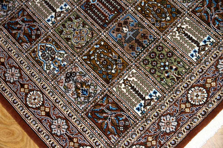 イラン製ペルシャ絨毯手織りセンターラグクムウールA167000、サイズ:150x104CM (フサを含まず)