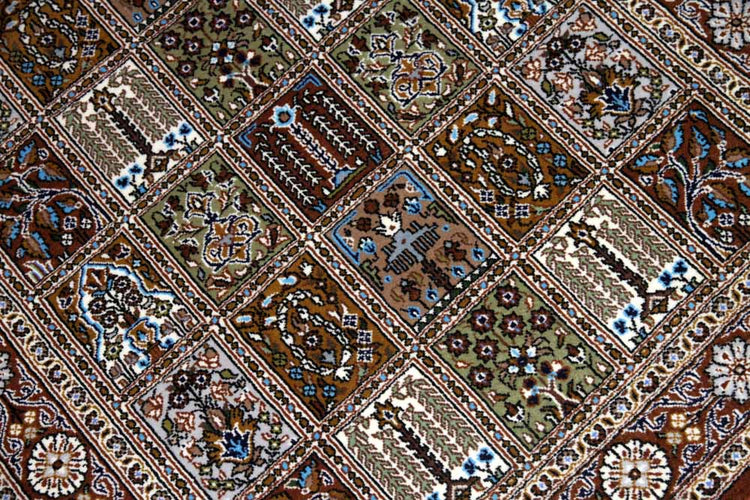 イラン製ペルシャ絨毯手織りセンターラグクムウールA167000、サイズ:150x104CM (フサを含まず)