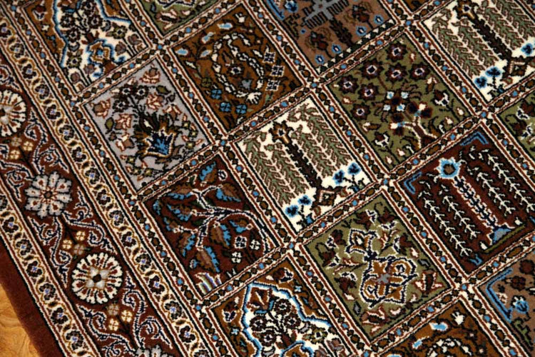 イラン製ペルシャ絨毯手織りセンターラグクムウールA167000、サイズ:150x104CM (フサを含まず)