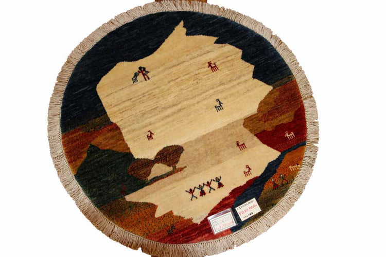オリジナルペルシャギャッベ円形、丸のギャッベ37674 , サイズ:100x100 CM
