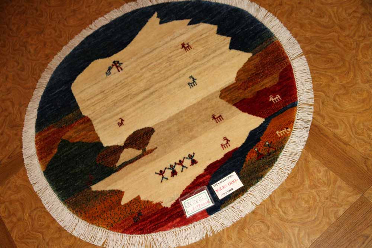 オリジナルペルシャギャッベ円形、丸のギャッベ37674 , サイズ:100x100 CM