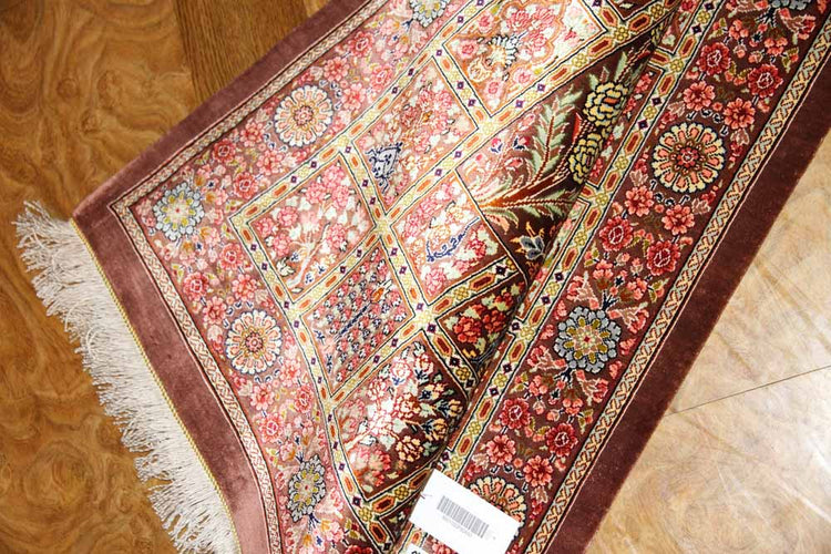 ハイクオリティーペルシャシルク絨毯48010、サイズ:90x60 CM