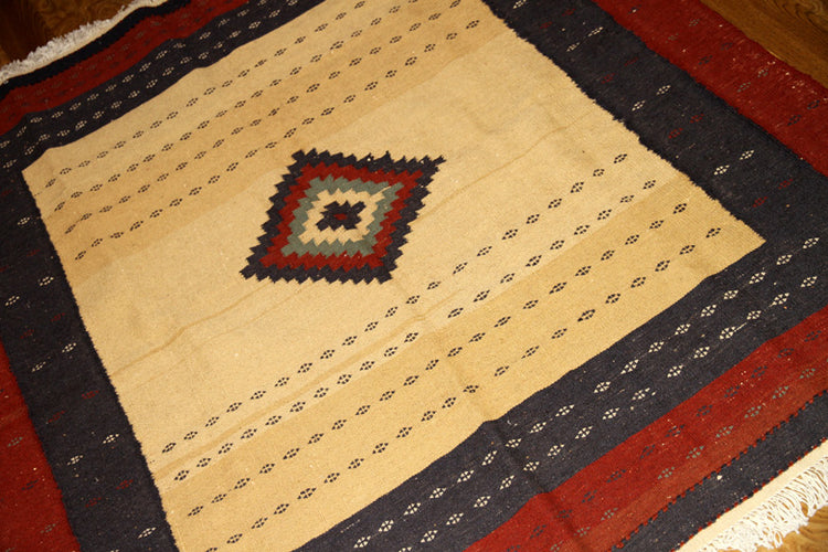 正方形ソフレキリムのおしゃれインテリア12013,サイズ:152x138cm(フサ含まず)