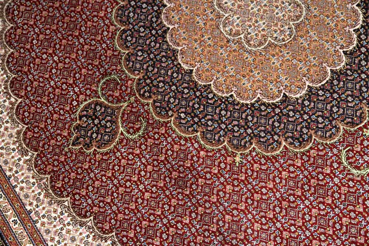 正方形リビングペルシヤ絨毯タブリズ赤い75155、レッドジュウタン、サイズ:205x200 CM (フサ含まず)