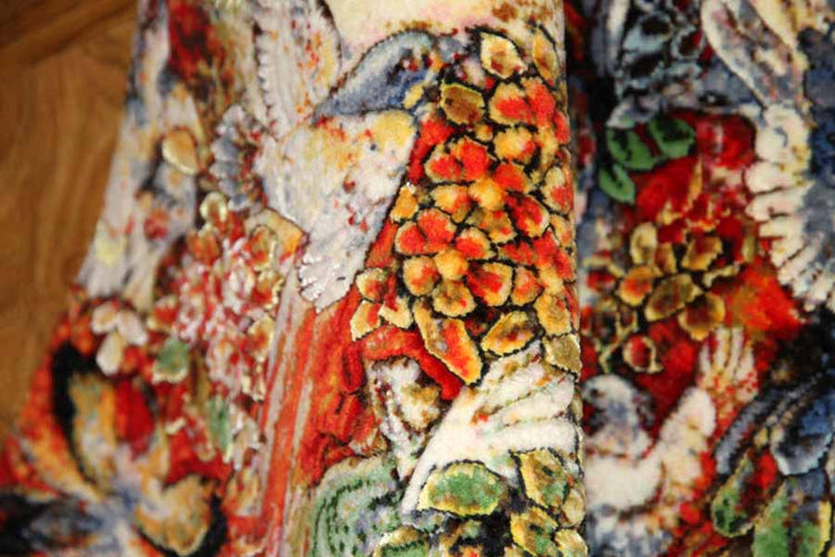 ペルシャ絨毯のタブリーズ珍しいピクチャー模様55354、farshchiyan carpet design、サイズ:80x57 CM