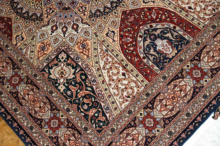 珍しいデザイン高級手織りペルシャラグ絨毯59005、サイズ:207x150 cm (フサ含まず)