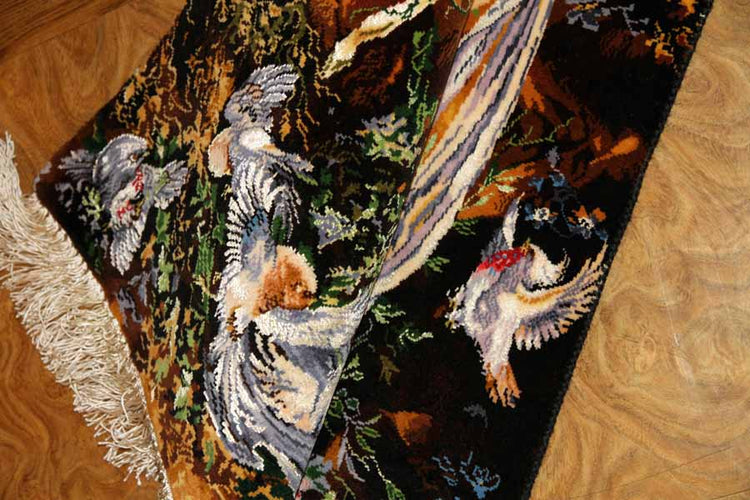 ペルシャ絨毯のタブリーズ珍しいピクチャー模様55355、サイズ:97x68cm(フサ含まず)
