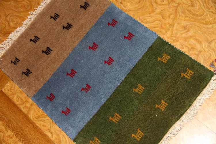 高品質の玄関マット手織りペルシャギャッベイラン直輸入225500、サイズ:86x58cm(フサ含まず)
