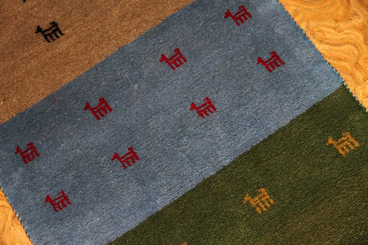 高品質の玄関マット手織りペルシャギャッベイラン直輸入225500、サイズ:86x58cm(フサ含まず)
