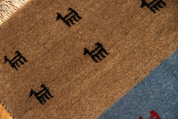 高品質の玄関マット手織りペルシャギャッベイラン直輸入225500、サイズ:86x58cm(フサ含まず)